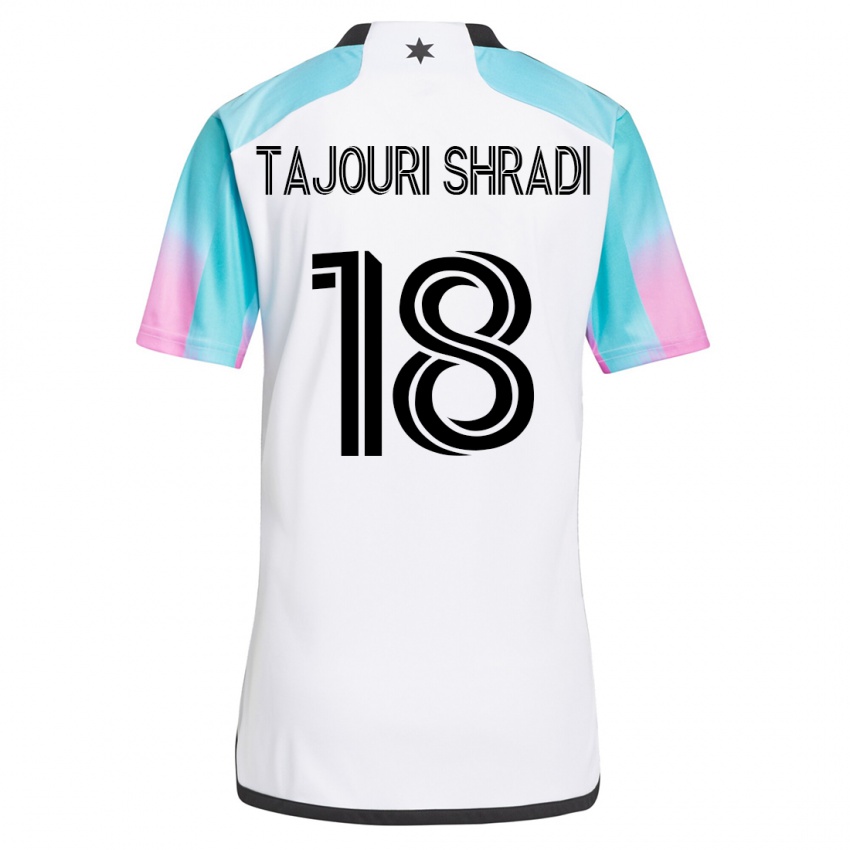 Dzieci Ismael Tajouri-Shradi #18 Biały Wyjazdowa Koszulka 2023/24 Koszulki Klubowe