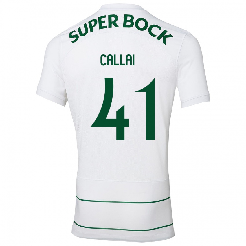Dzieci Diego Callai #41 Biały Wyjazdowa Koszulka 2023/24 Koszulki Klubowe