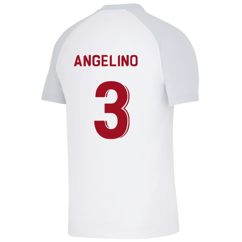 Dzieci Angelino #3 Biały Wyjazdowa Koszulka 2023/24 Koszulki Klubowe