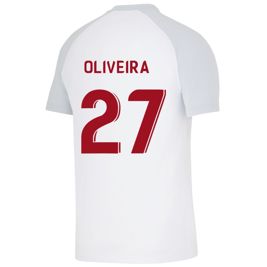 Dzieci Sergio Oliveira #27 Biały Wyjazdowa Koszulka 2023/24 Koszulki Klubowe