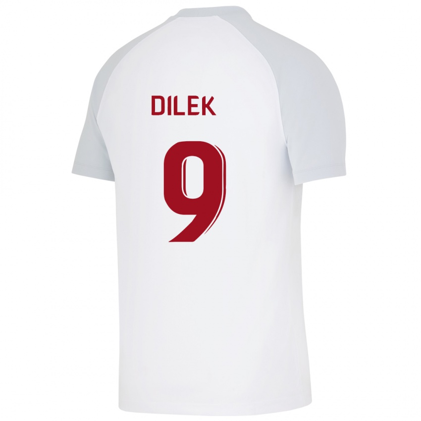 Dzieci Yalin Dilek #9 Biały Wyjazdowa Koszulka 2023/24 Koszulki Klubowe