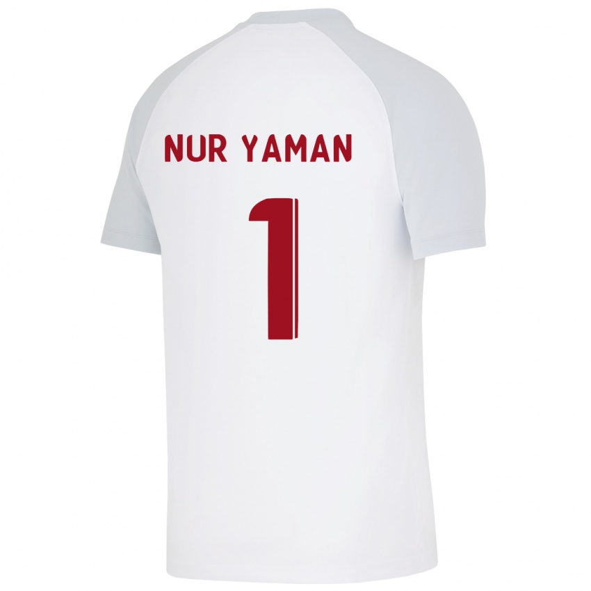 Dzieci Gamze Nur Yaman #1 Biały Wyjazdowa Koszulka 2023/24 Koszulki Klubowe