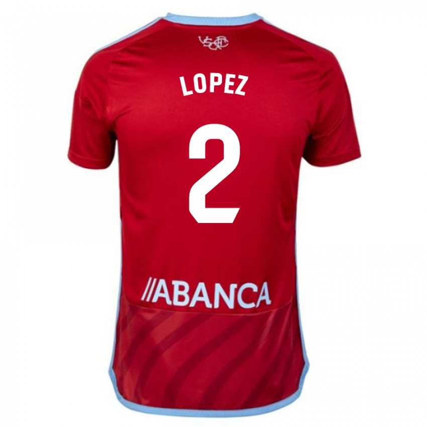 Dzieci Iván López #2 Czerwony Wyjazdowa Koszulka 2023/24 Koszulki Klubowe