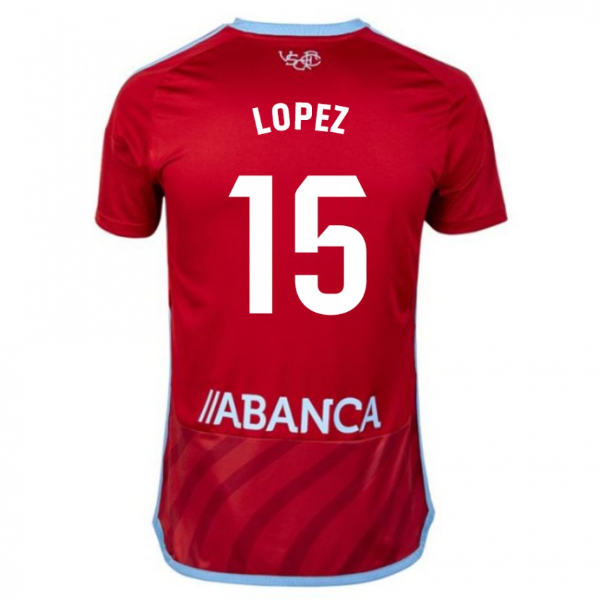 Dzieci Fer López #15 Czerwony Wyjazdowa Koszulka 2023/24 Koszulki Klubowe