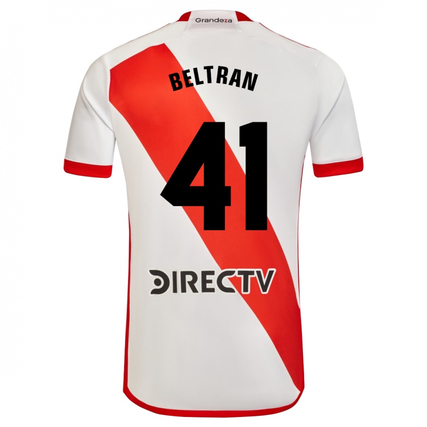 Męski Santiago Beltrán #41 Biało - Czerwony Domowa Koszulka 2023/24 Koszulki Klubowe
