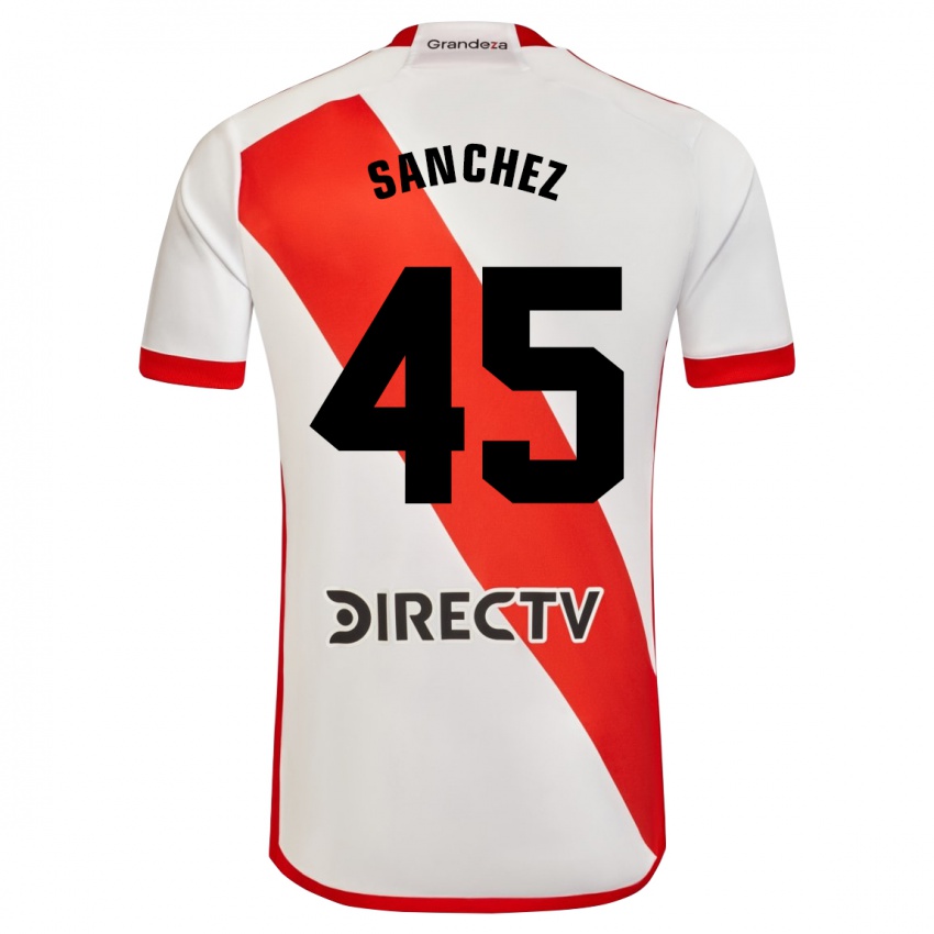Męski Sebastián Sánchez #45 Biało - Czerwony Domowa Koszulka 2023/24 Koszulki Klubowe