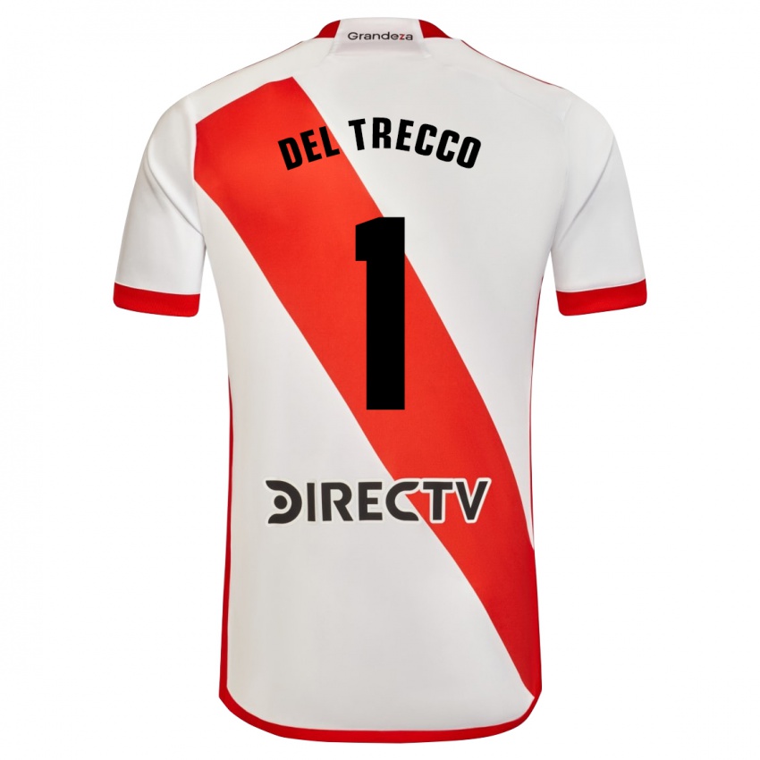 Męski Martina Del Trecco #1 Biało - Czerwony Domowa Koszulka 2023/24 Koszulki Klubowe
