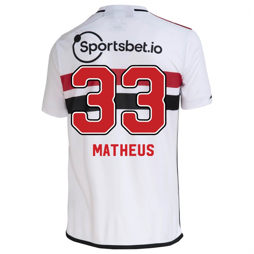 Męski Caio Matheus #33 Biały Domowa Koszulka 2023/24 Koszulki Klubowe