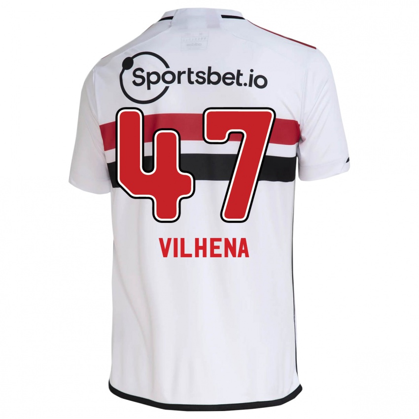 Męski Pedro Vilhena #47 Biały Domowa Koszulka 2023/24 Koszulki Klubowe