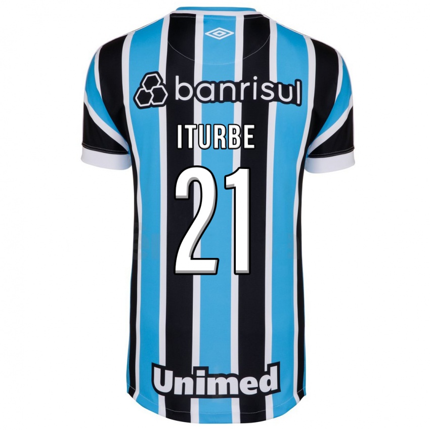 Męski Juan Iturbe #21 Niebieski Domowa Koszulka 2023/24 Koszulki Klubowe