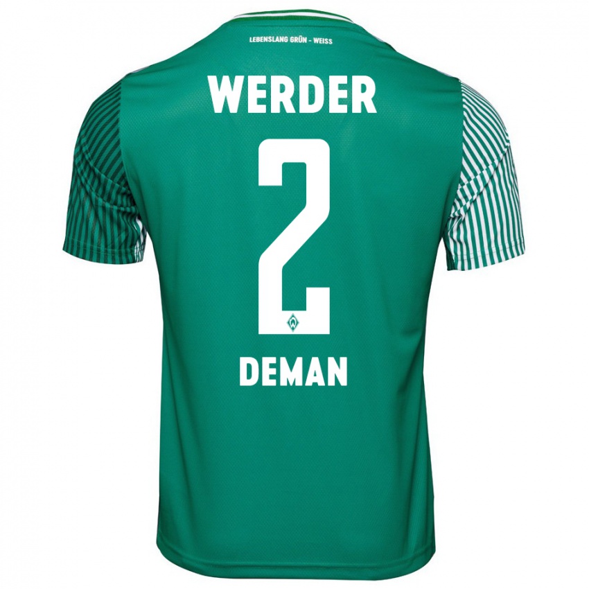 Męski Olivier Deman #2 Zielony Domowa Koszulka 2023/24 Koszulki Klubowe