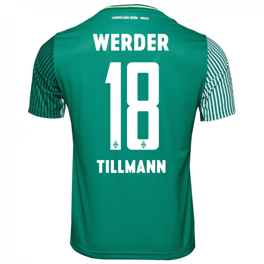 Męski Felix Tillmann #18 Zielony Domowa Koszulka 2023/24 Koszulki Klubowe