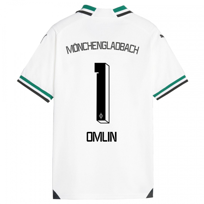 Męski Jonas Omlin #1 Biały Zielony Domowa Koszulka 2023/24 Koszulki Klubowe