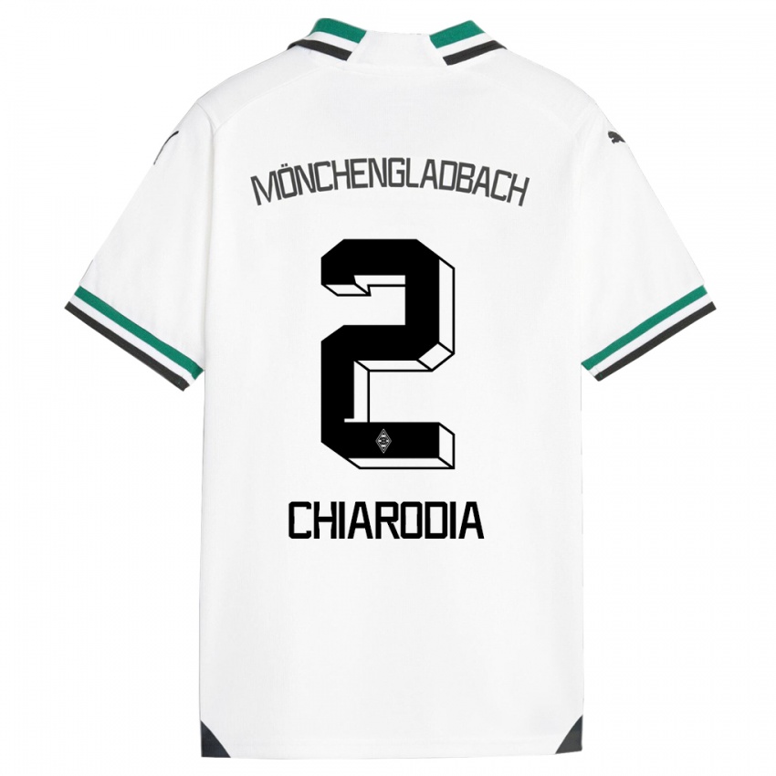 Męski Fabio Chiarodia #2 Biały Zielony Domowa Koszulka 2023/24 Koszulki Klubowe