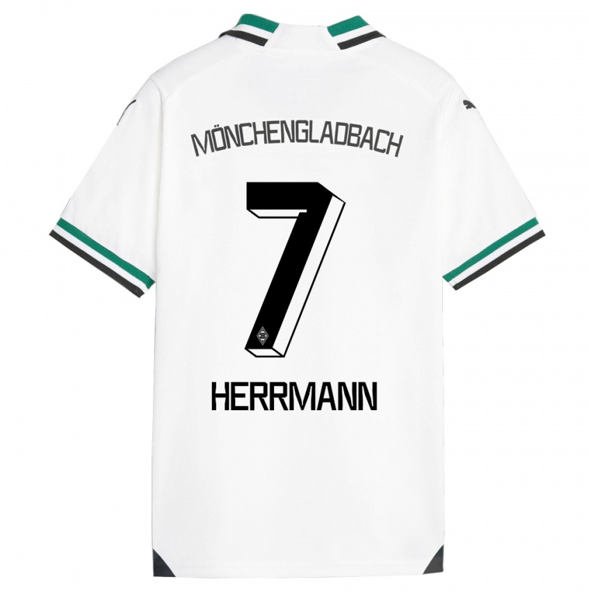 Męski Patrick Herrmann #7 Biały Zielony Domowa Koszulka 2023/24 Koszulki Klubowe