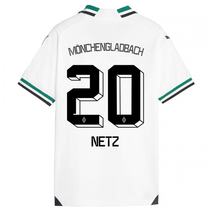 Męski Luca Netz #20 Biały Zielony Domowa Koszulka 2023/24 Koszulki Klubowe