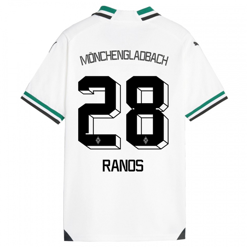 Męski Grant-Leon Ranos #28 Biały Zielony Domowa Koszulka 2023/24 Koszulki Klubowe