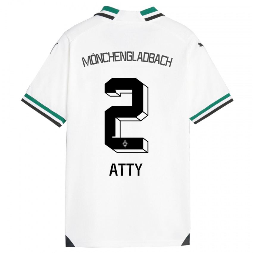 Męski Yassir Atty #2 Biały Zielony Domowa Koszulka 2023/24 Koszulki Klubowe