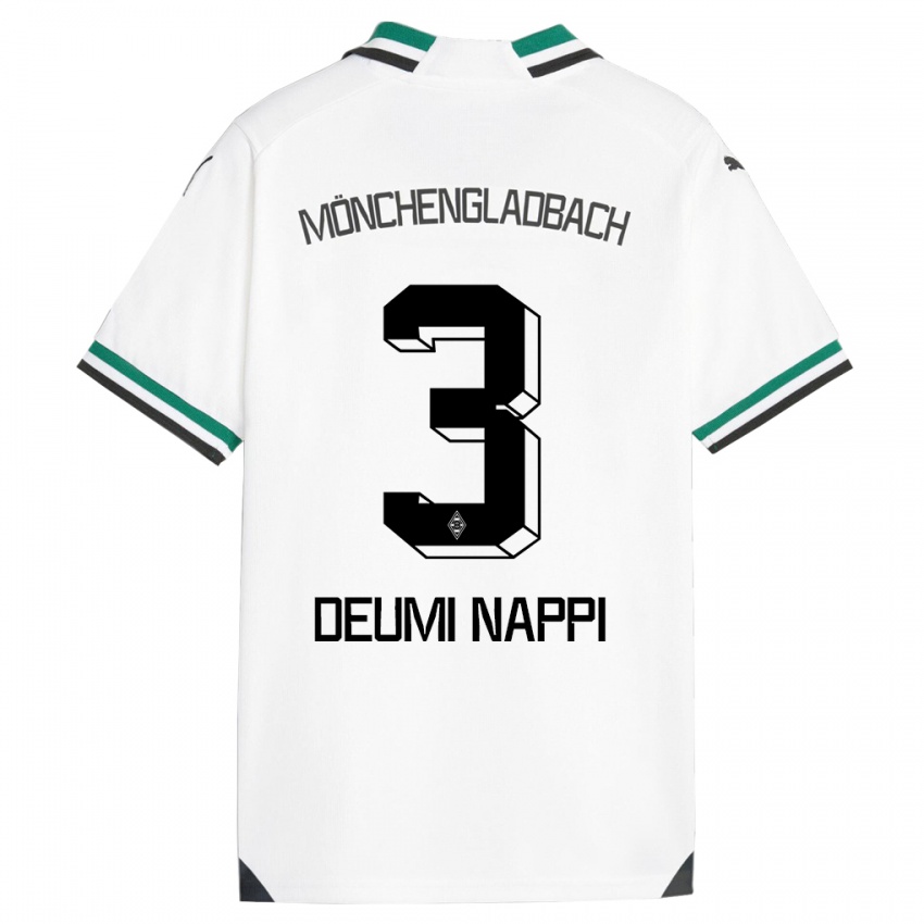 Męski Dimitrie Deumi Nappi #3 Biały Zielony Domowa Koszulka 2023/24 Koszulki Klubowe