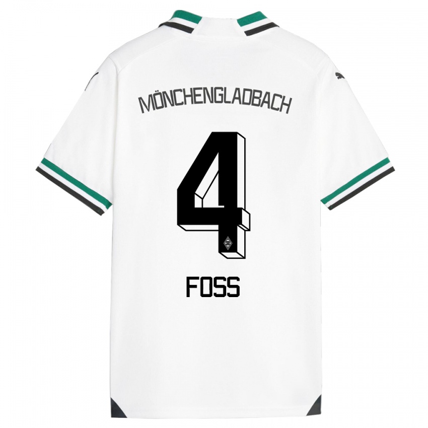 Męski Jonathan Foss #4 Biały Zielony Domowa Koszulka 2023/24 Koszulki Klubowe