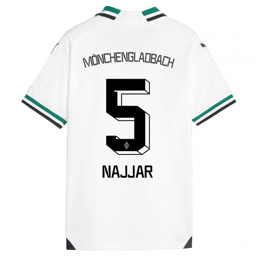 Męski Jamil Najjar #5 Biały Zielony Domowa Koszulka 2023/24 Koszulki Klubowe