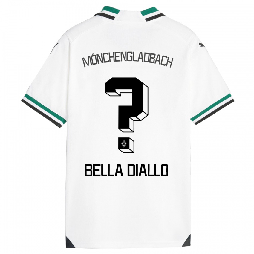 Męski Oumar Bella Diallo #0 Biały Zielony Domowa Koszulka 2023/24 Koszulki Klubowe