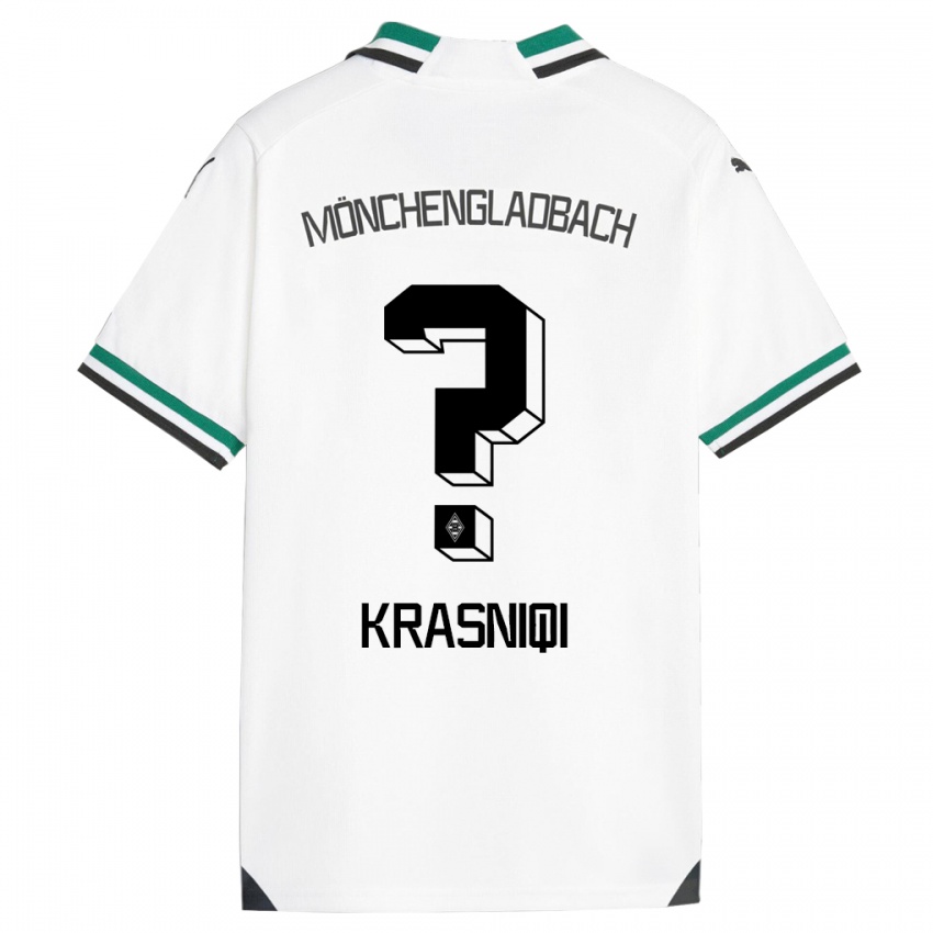 Męski Engjell Krasniqi #0 Biały Zielony Domowa Koszulka 2023/24 Koszulki Klubowe