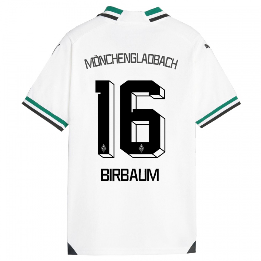 Męski Anne Birbaum #16 Biały Zielony Domowa Koszulka 2023/24 Koszulki Klubowe