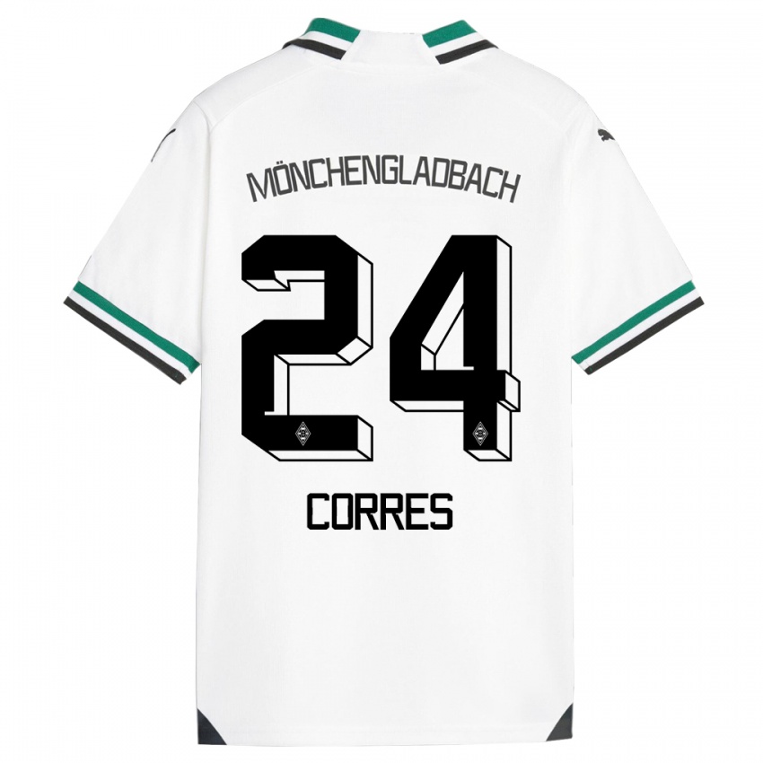 Męski Carolin Corres #24 Biały Zielony Domowa Koszulka 2023/24 Koszulki Klubowe