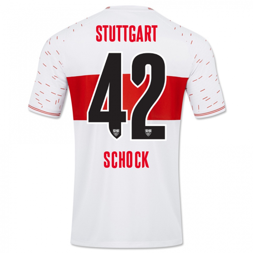 Męski Florian Schock #42 Biały Domowa Koszulka 2023/24 Koszulki Klubowe