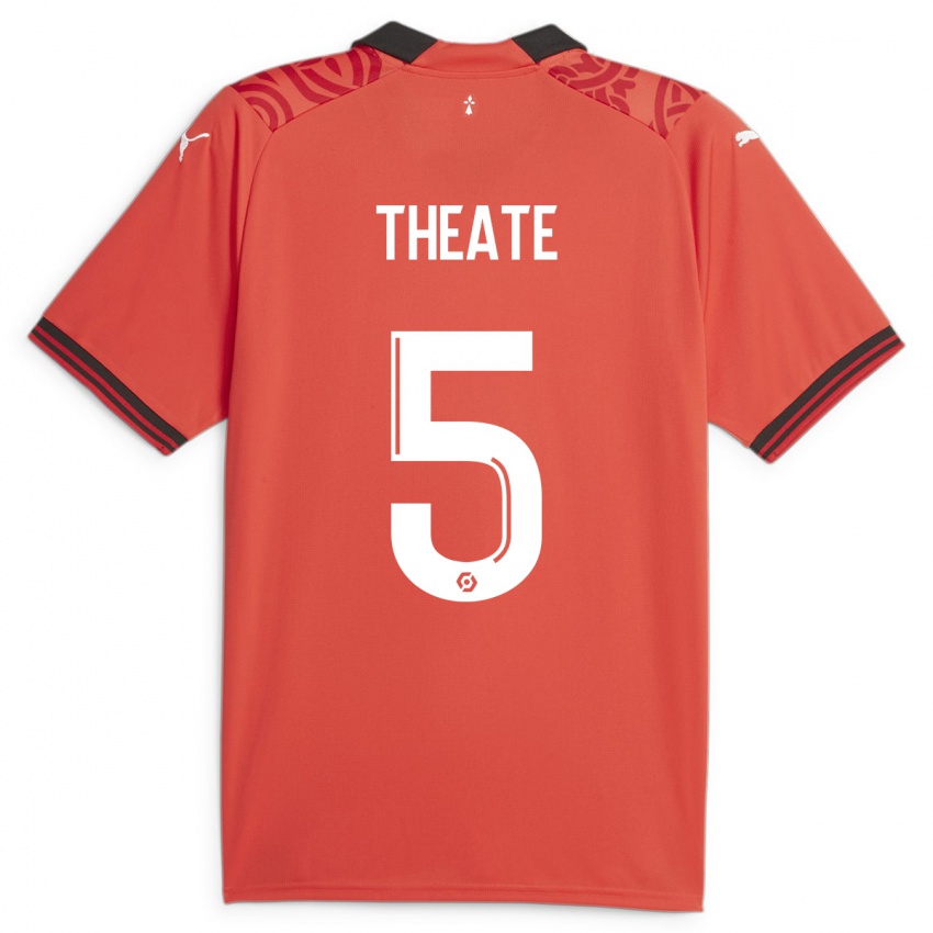 Męski Arthur Theate #5 Czerwony Domowa Koszulka 2023/24 Koszulki Klubowe