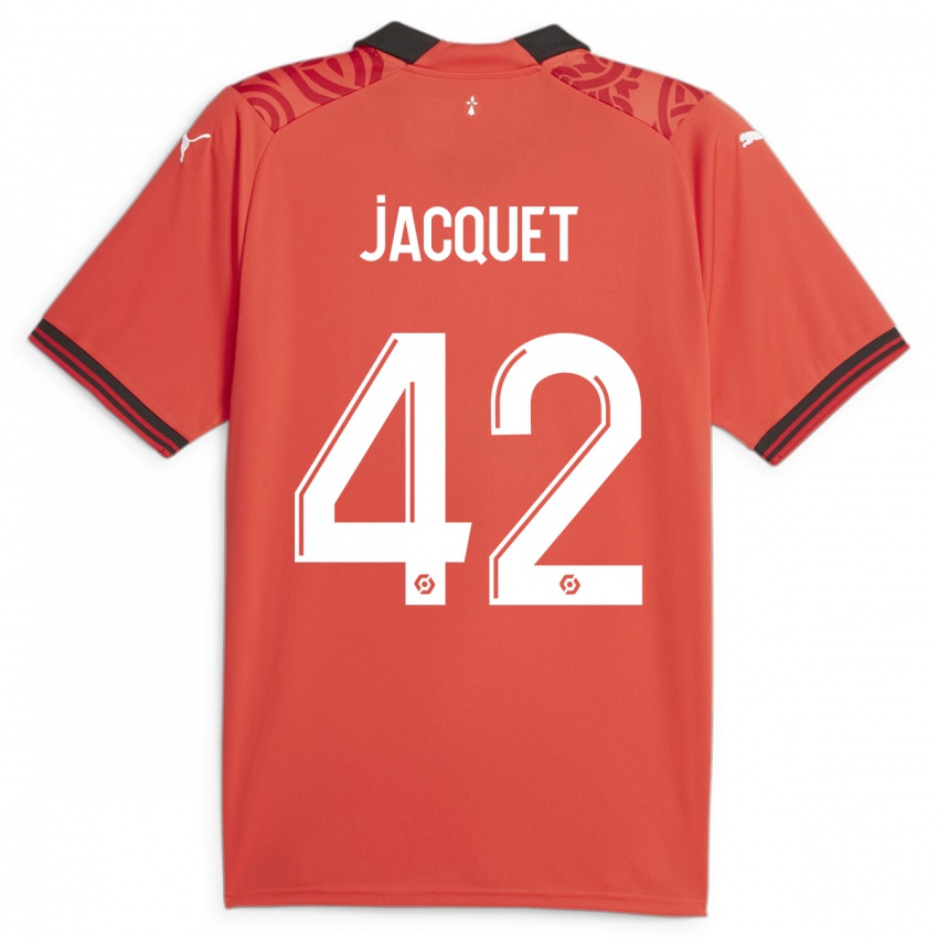 Męski Jérémy Jacquet #42 Czerwony Domowa Koszulka 2023/24 Koszulki Klubowe