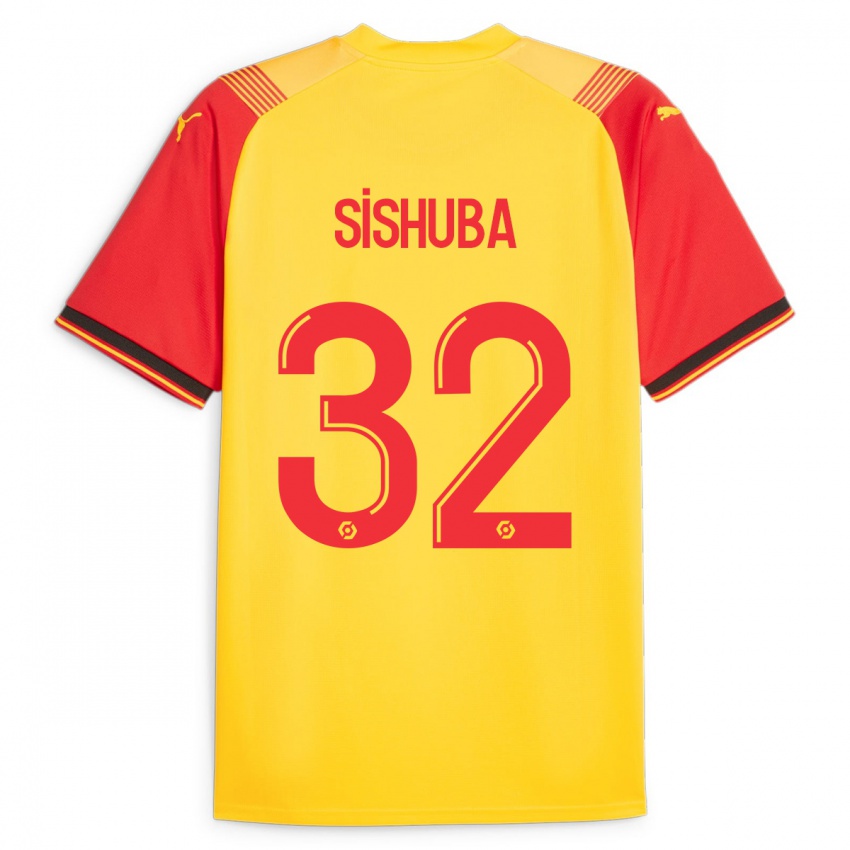 Męski Ayanda Sishuba #32 Żółty Domowa Koszulka 2023/24 Koszulki Klubowe