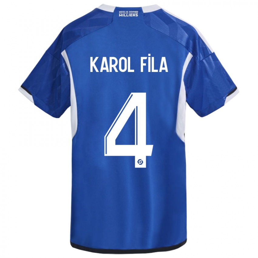 Męski Karol Fila #4 Niebieski Domowa Koszulka 2023/24 Koszulki Klubowe