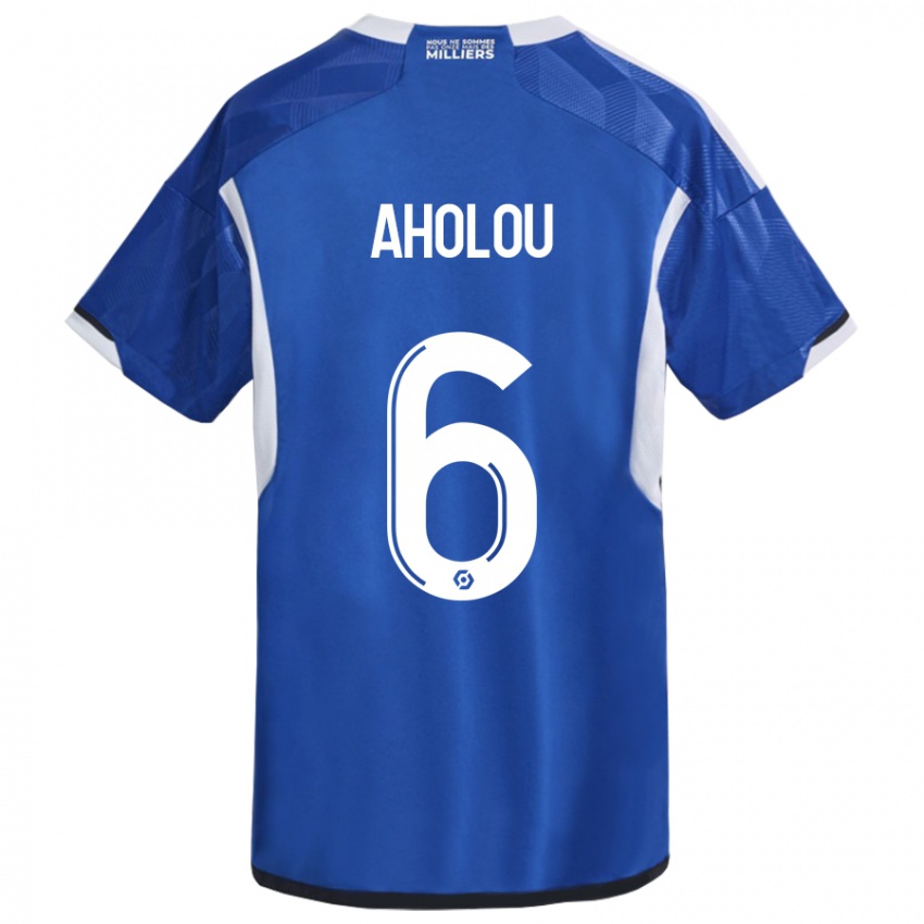 Męski Jean-Eudes Aholou #6 Niebieski Domowa Koszulka 2023/24 Koszulki Klubowe