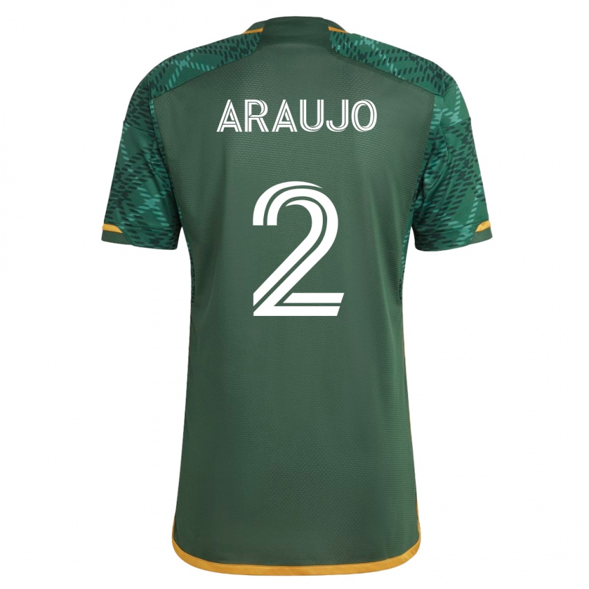 Męski Miguel Araujo #2 Zielony Domowa Koszulka 2023/24 Koszulki Klubowe