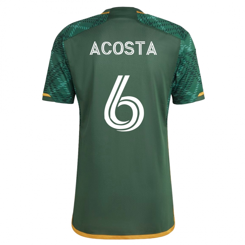 Męski Bryan Acosta #6 Zielony Domowa Koszulka 2023/24 Koszulki Klubowe
