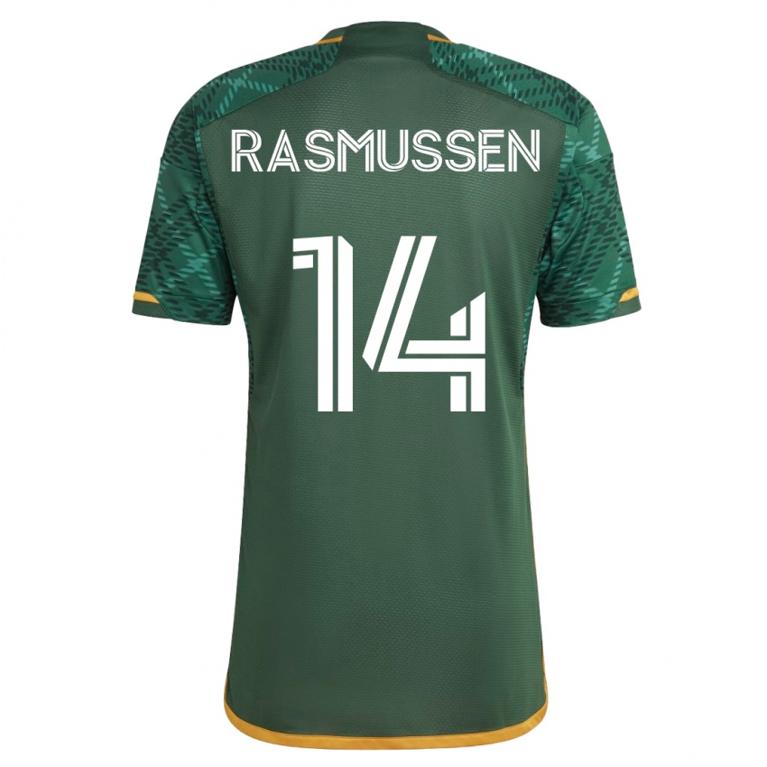 Męski Justin Rasmussen #14 Zielony Domowa Koszulka 2023/24 Koszulki Klubowe
