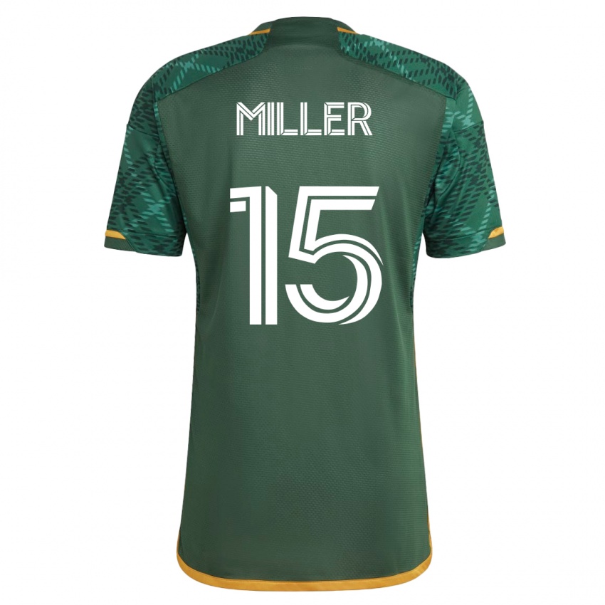 Męski Eric Miller #15 Zielony Domowa Koszulka 2023/24 Koszulki Klubowe