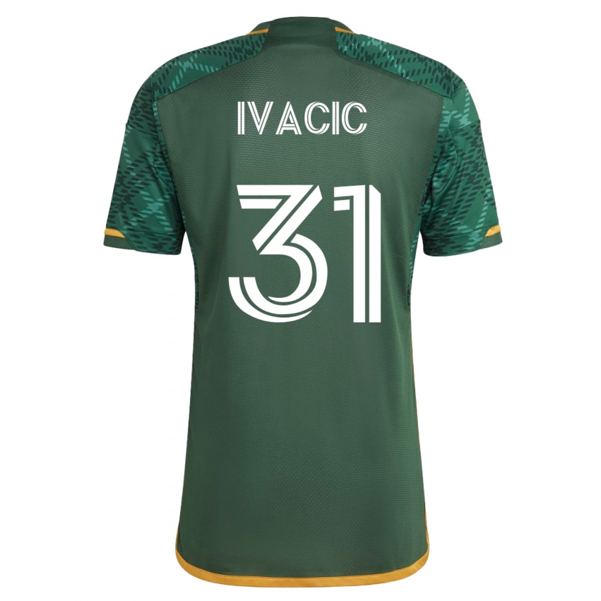 Męski Aljaz Ivacic #31 Zielony Domowa Koszulka 2023/24 Koszulki Klubowe