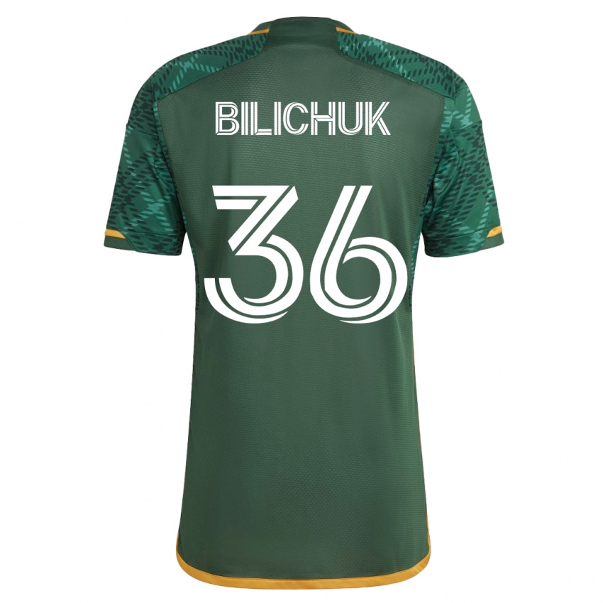 Męski Ryan Bilichuk #36 Zielony Domowa Koszulka 2023/24 Koszulki Klubowe