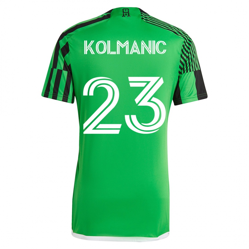 Męski Zan Kolmanic #23 Zielony Czarny Domowa Koszulka 2023/24 Koszulki Klubowe