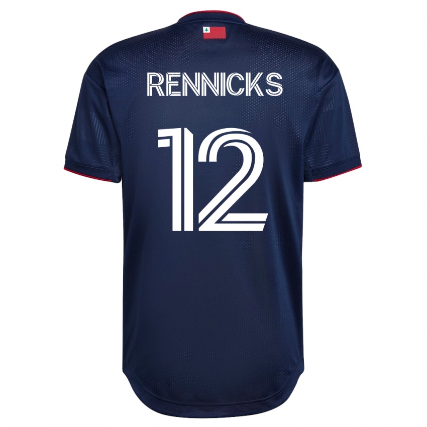 Męski Justin Rennicks #12 Marynarka Wojenna Domowa Koszulka 2023/24 Koszulki Klubowe