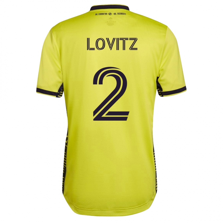 Męski Daniel Lovitz #2 Żółty Domowa Koszulka 2023/24 Koszulki Klubowe