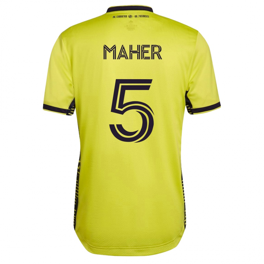 Męski Jack Maher #5 Żółty Domowa Koszulka 2023/24 Koszulki Klubowe
