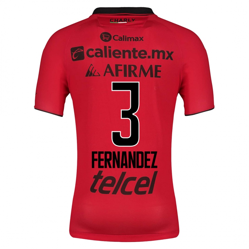 Męski Rafael Fernández #3 Czerwony Domowa Koszulka 2023/24 Koszulki Klubowe
