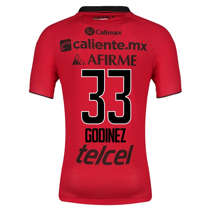 Męski Rodrigo Godínez #33 Czerwony Domowa Koszulka 2023/24 Koszulki Klubowe