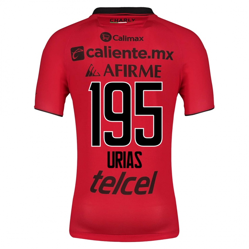 Męski Héctor Urías #195 Czerwony Domowa Koszulka 2023/24 Koszulki Klubowe