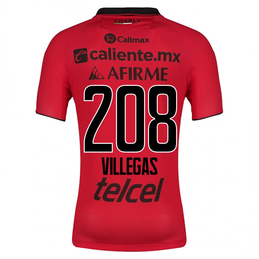 Męski Óscar Villegas #208 Czerwony Domowa Koszulka 2023/24 Koszulki Klubowe