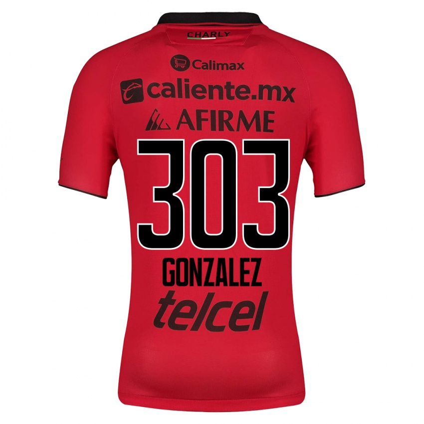 Męski Osmar González #303 Czerwony Domowa Koszulka 2023/24 Koszulki Klubowe